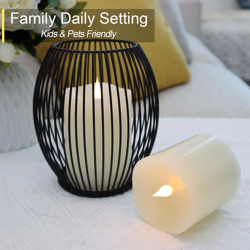 TECHLONG Flameless Candles Battery Operated with Remote Timer, 3D Moving Flame Flickering, Last 600+ Hours Battery Candles, Set of 3 Ivory Real Wax Electric LED Candle for Wedding Party Decor - Image 5